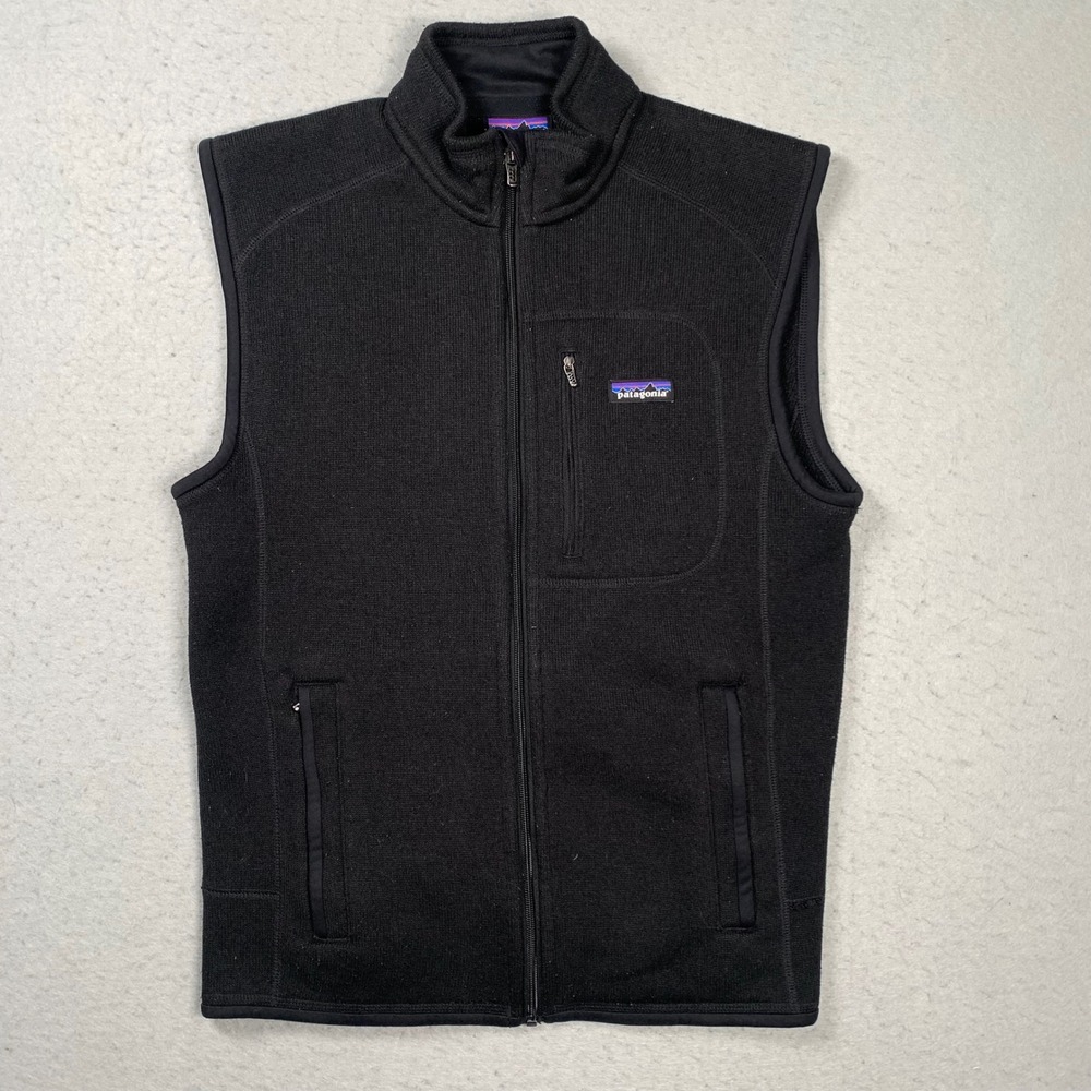 Patagonia Better Sweater Vest Mens Medium Black Full Zip Fleece Pockets Winter